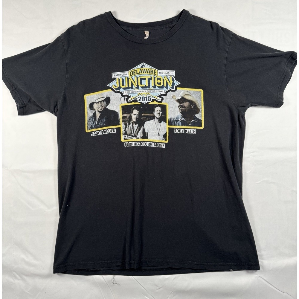 2015 Delaware Junction Country Festival T-Shirt Jason Aldean Toby Keith Mens L